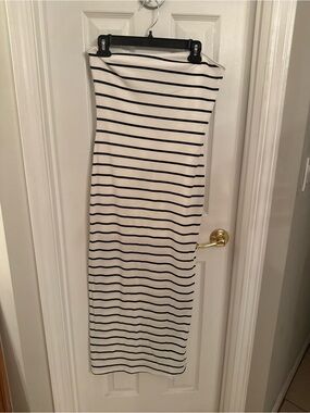 See You Monday Black and White strapless Midi